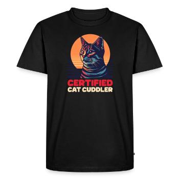 Câlin certifié Cat Sitter - T-shirt Premium bio Homme - noir - Devant - Nico (187cm)