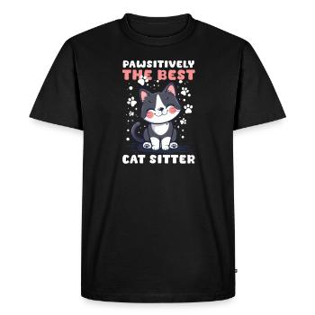 Cat Sitter Pawsitively Le meilleur cat sitter - T-shirt Premium bio Homme - noir - Devant - Nico (187cm)