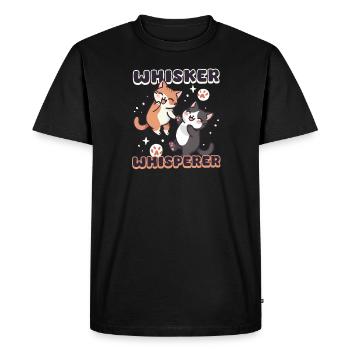 Cat Sitter Moustache Chuchoteur - T-shirt Premium bio Homme - noir - Devant - Nico (187cm)