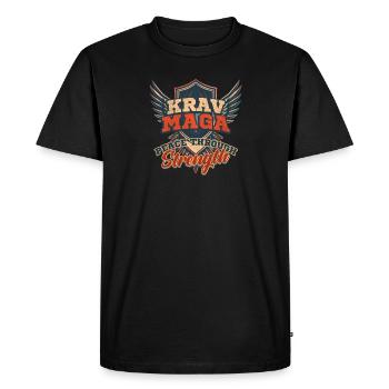 Krav Maga Peace Through Strength - Men's Premium Organic T-Shirt - black - Front - Nico (187cm)