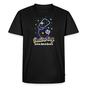 L&D Nurse Delivering Love And Care - Men's Premium Organic T-Shirt - black - Front - Nico (187cm)