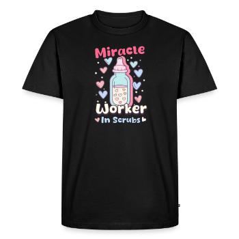 L&D Nurse Miracle Worker In Scrubs - Men's Premium Organic T-Shirt - black - Front - Nico (187cm)