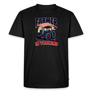 Agriculteur Agriculteur En formation - T-shirt Premium bio Homme - noir - Devant - Nico (187cm)