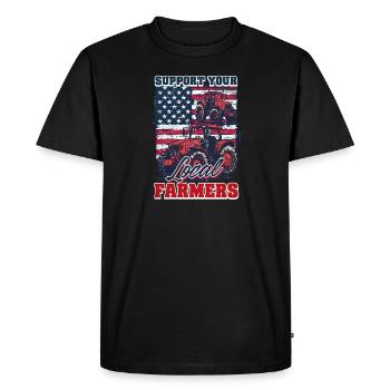Agriculteur Soutenez vos agriculteurs locaux - T-shirt Premium bio Homme - noir - Devant - Nico (187cm)