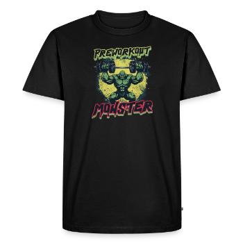 Pré-entraînement Pré-entraînement Monstre de pré-entraînement - T-shirt Premium bio Homme - noir - Devant - Nico (187cm)