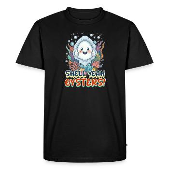 Oyster Shell Yeah, Oysters! - Men's Premium Organic T-Shirt - black - Front - Nico (187cm)
