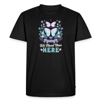 Sensibilisation au suicide Nous avons besoin de vous ici - T-shirt Premium bio Homme - noir - Devant - Nico (187cm)