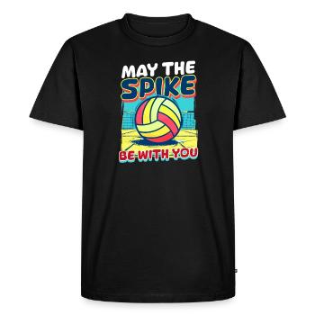 Volleyball drôle Que le Spike soit avec vous - T-shirt Premium bio Homme - noir - Devant - Nico (187cm)