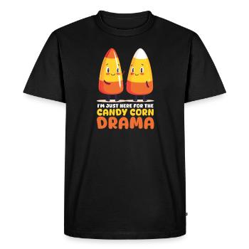 Candy Corn Je suis juste là pour le drame Candy Corn - T-shirt Premium bio Homme - noir - Devant - Nico (187cm)