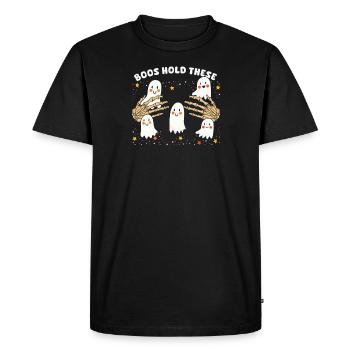 Halloween Boob Boos Hold These - Men's Premium Organic T-Shirt - black - Front - Nico (187cm)