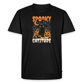Halloween Chat Spooky Catitude - T-shirt Premium bio Homme - noir - Devant - Nico (187cm)