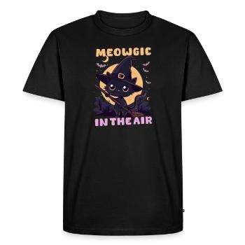 Chat d’Halloween Miowgic Dans L’air - T-shirt Premium bio Homme - noir - Devant - Nico (187cm)