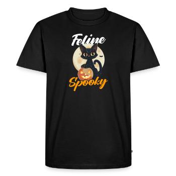 Halloween Chat Félin Effrayant - T-shirt Premium bio Homme - noir - Devant - Nico (187cm)