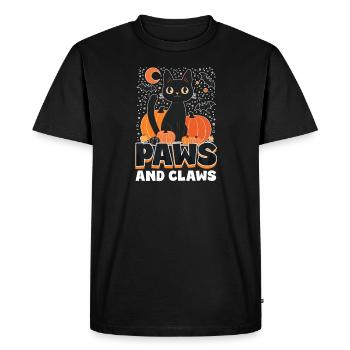 Pattes et griffes de chat d’Halloween - T-shirt Premium bio Homme - noir - Devant - Nico (187cm)