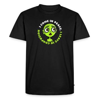 Alien Abduction Come In Peace Leave In Confusion - Men's Premium Organic T-Shirt - black - Front - Nico (187cm)