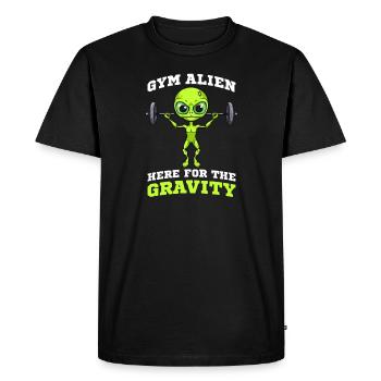 Alien Abduction Gym Alien Here For Gravity - Men's Premium Organic T-Shirt - black - Front - Nico (187cm)