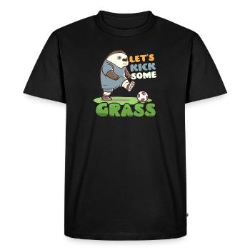 Soccer Player Kick Some Grass - Men's Premium Organic T-Shirt - black - Front - Nico (187cm)