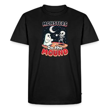 Monstres de baseball d’Halloween sur le monticule - T-shirt Premium bio Homme - noir - Devant - Nico (187cm)