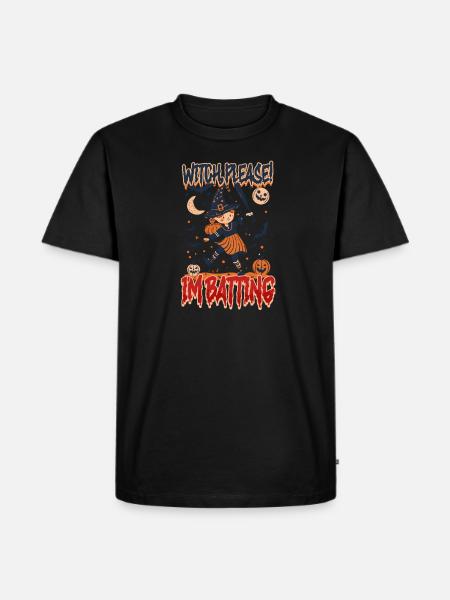 Halloween-Baseball-Hexe, bitte! Ich schlage - Männer Premium Bio T-Shirt - Schwarz