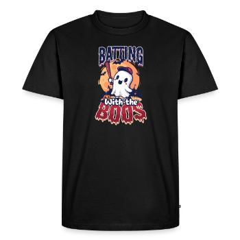 Baseball d’Halloween frappant avec les huées - T-shirt Premium bio Homme - noir - Devant - Nico (187cm)