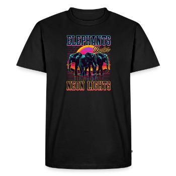 Éléphant Eléphants Sous Les Néons - T-shirt Premium bio Homme - noir - Devant - Nico (187cm)