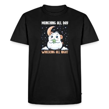 Cochon d’Inde grignotant toute la journée, sifflant toute la nuit - T-shirt Premium bio Homme - noir - Devant - Nico (187cm)
