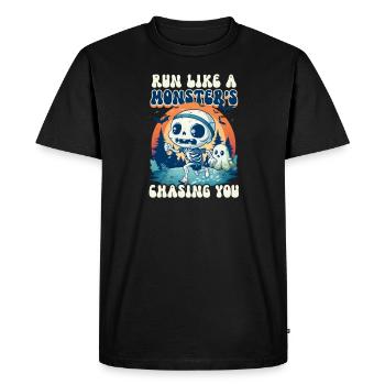 Courez comme si un monstre vous poursuivait - T-shirt Premium bio Homme - noir - Devant - Nico (187cm)