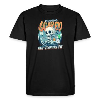 Un coureur d’Halloween court effrayé mais reste en forme - T-shirt Premium bio Homme - noir - Devant - Nico (187cm)