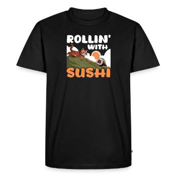 Sushi Roll Rollin' With Sushi - Men's Premium Organic T-Shirt - black - Front - Nico (187cm)