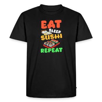Sushi Roll Eat, Sleep, Sushi, Repeat - Men's Premium Organic T-Shirt - black - Front - Nico (187cm)