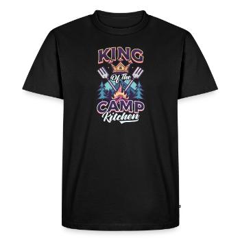 Chef de camp Roi de la cuisine du camp - T-shirt Premium bio Homme - noir - Devant - Nico (187cm)
