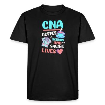 CNA Nurse CNA: Coffee, Scrubs, And Saving Lives - Men's Premium Organic T-Shirt - black - Front - Nico (187cm)