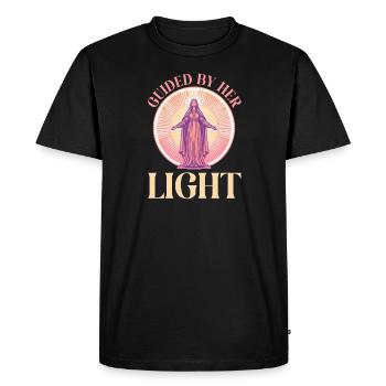 La Vierge Marie guidée par sa lumière - T-shirt Premium bio Homme - noir - Devant - Nico (187cm)