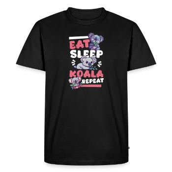 Koala Manger, Dormir, Koala Répéter - T-shirt Premium bio Homme - noir - Devant - Nico (187cm)