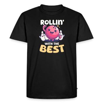 Bowling Rollin' avec les meilleurs - T-shirt Premium bio Homme - noir - Devant - Nico (187cm)