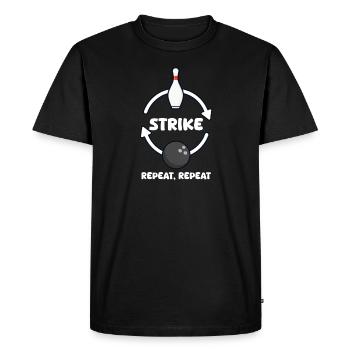 Bowling Strike, répéter, répéter - T-shirt Premium bio Homme - noir - Devant - Nico (187cm)