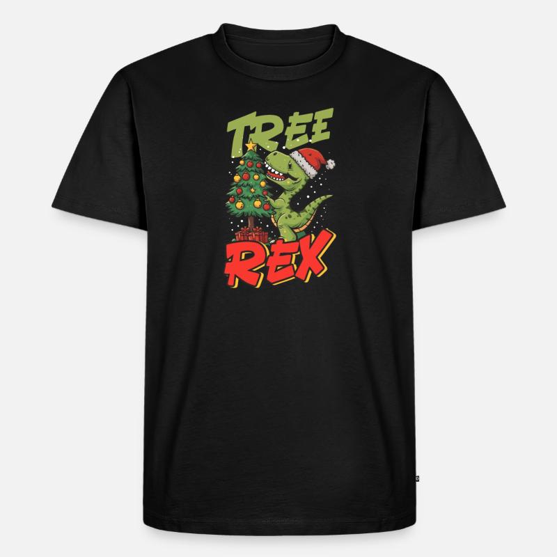 Dinosaurier Weihnachtsbaum Rex - Männer Premium Bio T-Shirt - Schwarz