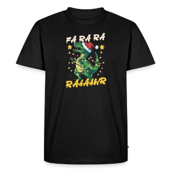 Dinosaure Noël Fa Ra Ra Raaaawr - T-shirt Premium bio Homme - noir - Devant - Nico (187cm)