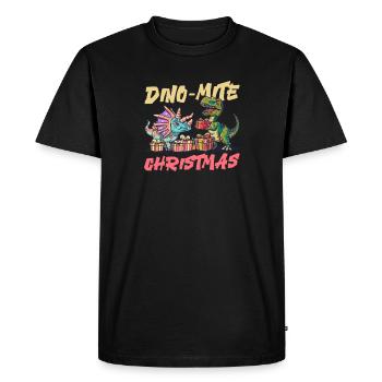 Dinosaur Christmas Dino-Mite Christmas - Men's Premium Organic T-Shirt - black - Front - Nico (187cm)