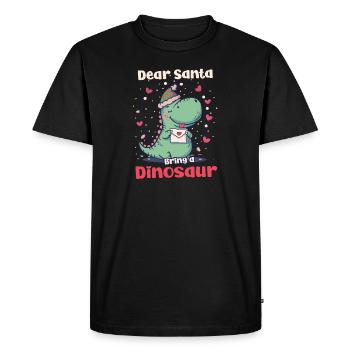 Dinosaur Christmas Dear Santa, Bring A Dinosaur - Men's Premium Organic T-Shirt - black - Front - Nico (187cm)