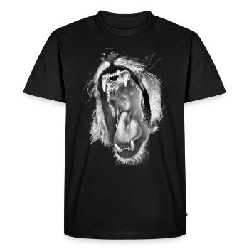 Lion chat lion sauvage chat animal - T-shirt Premium bio Homme - noir - Devant - Nico (187cm)