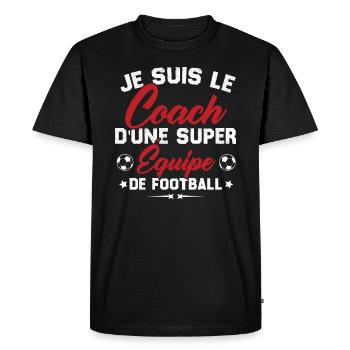 Je suis le coach d'une super équipe de football - T-shirt Premium bio Homme - noir - Devant - Nico (187cm)