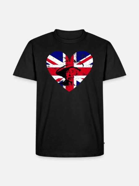 Queen Britain Heart - Men's Premium Organic T-Shirt - black