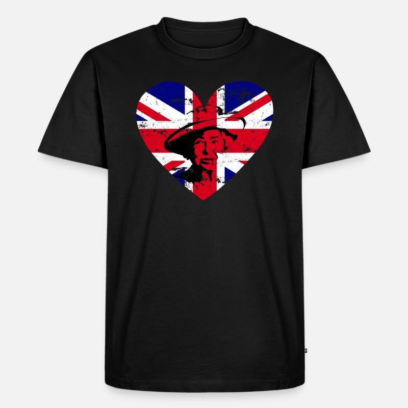 Queen Britain Herz - Männer Premium Bio T-Shirt - Schwarz