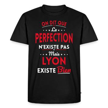 Perfection n'existe pas Lyon existe bien - T-shirt Premium bio Homme - noir - Devant - Nico (187cm)