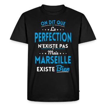 Perfection n'existe pas Marseille existe bien - T-shirt Premium bio Homme - noir - Devant - Nico (187cm)