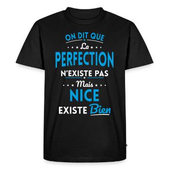 Perfection n'existe pas mais Nice existe bien - T-shirt Premium bio Homme - noir - Devant - Nico (187cm)