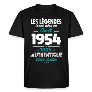 70th Anniversary - Legends Born April 1954 - Men's Premium Organic T-Shirt - black - Front - Nico (187cm)