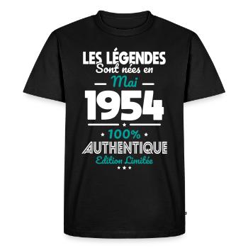 70th Anniversary - Legends Born May 1954 - Men's Premium Organic T-Shirt - black - Front - Nico (187cm)