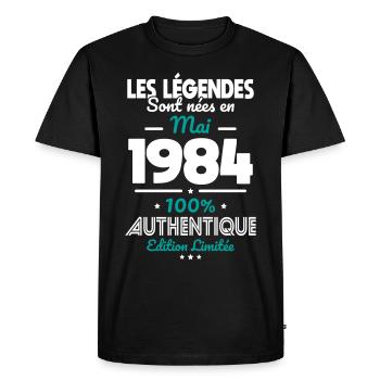 40th Anniversary - Legends Born May 1984 - Men's Premium Organic T-Shirt - black - Front - Nico (187cm)